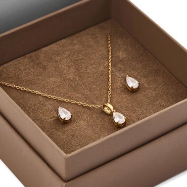 Mockberg Belle Gold Combo Sett / Øreringer + kjede