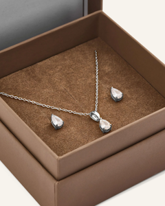 Mockberg Belle Silver Combo Sett / Ørepynt + kjede