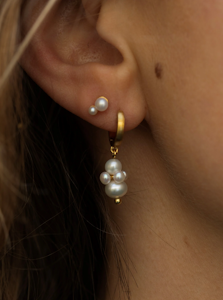 By Biehl Pearl Cluster Hoop Gold