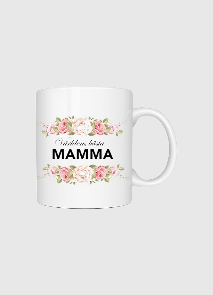 Keramikmugg, världens bästa mamma, blommig
