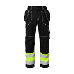 TOPSWEDE Hantverksbyxa Craftsmen Bomull Hi-Vis Svart/Fluorescerande Gul