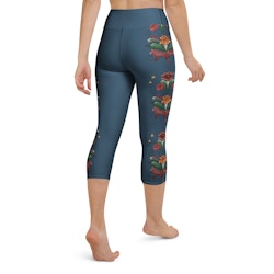 Yoga Capri Leggings - Dalahäst och kurbits - Marinblå