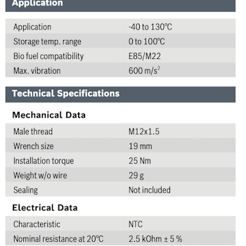 Bosch Temperatursensor vann / olje M14x1,5