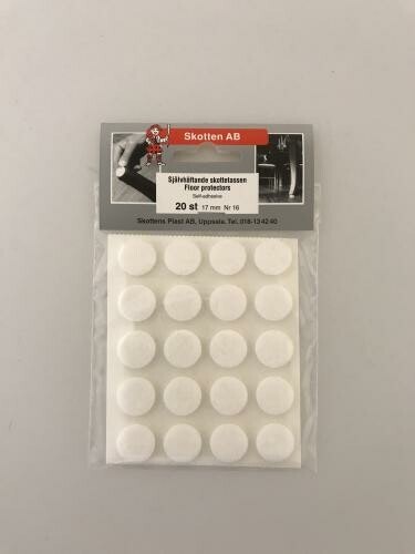 Möbeltassar / golvskydd, självhäftande17mm, vita