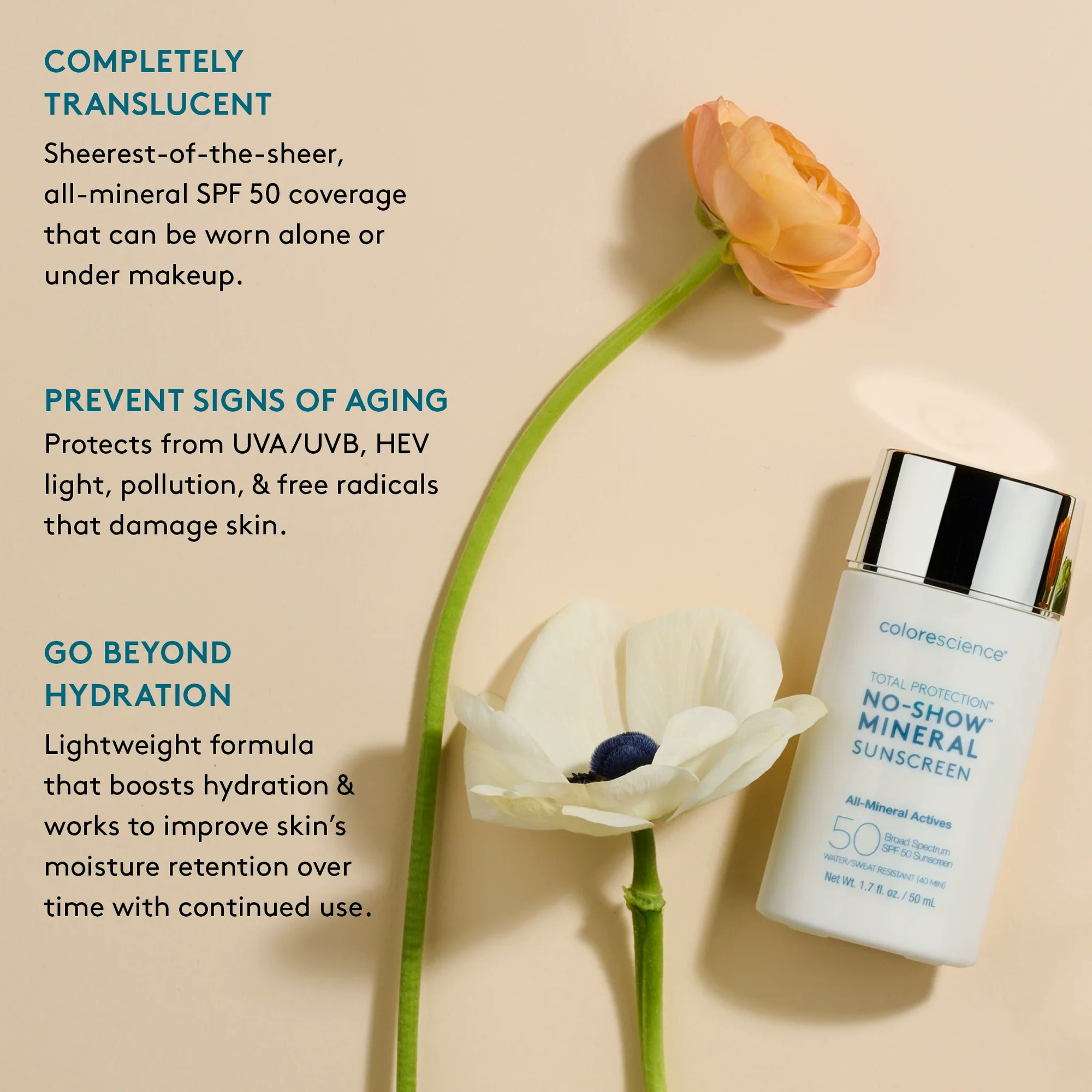 Colorescience No-Show Mineral Sunscreen SPF50 50ml.