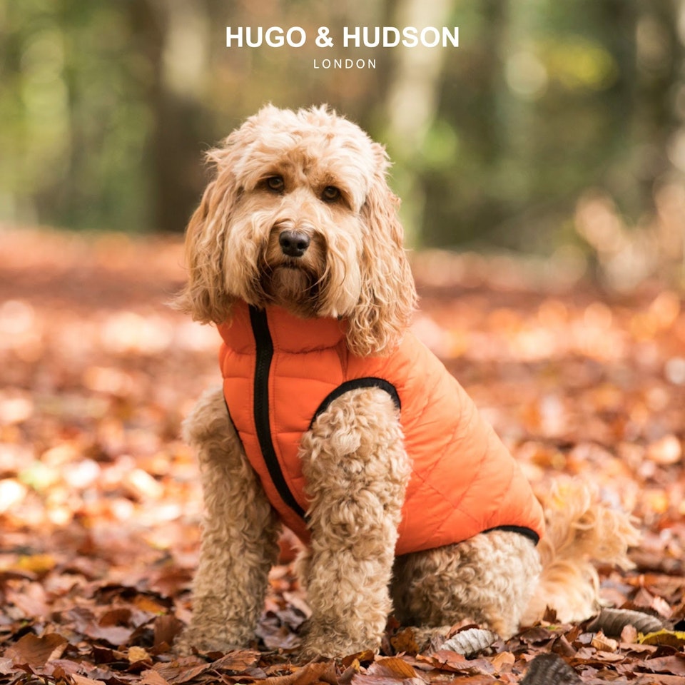 Hugo & Hudson Orange and Navy vendbar boble jakke str. XS25