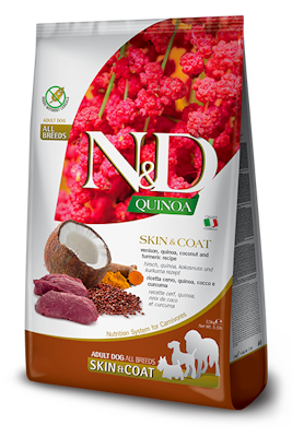 N&D Quinoa Dog Skin & Coat, Venison & Coconut Adult Medium & Maxi 7 Kg. Farmina