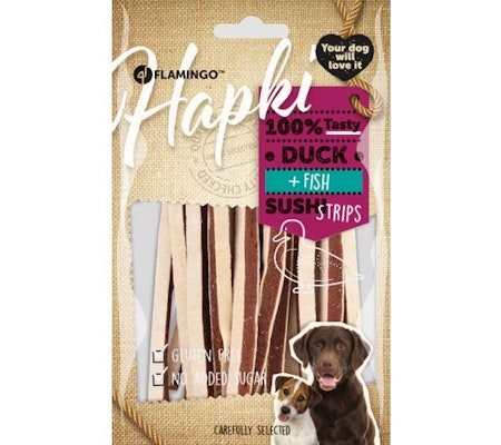 Hundesnack Hapki And og Fisk sushi strips 85gr