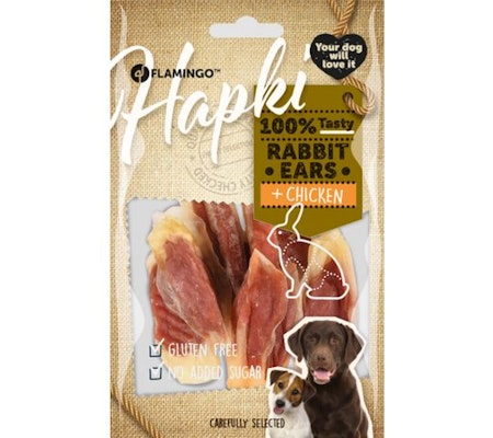 Hundesnack Hapki kaninøre med kylling 85gr