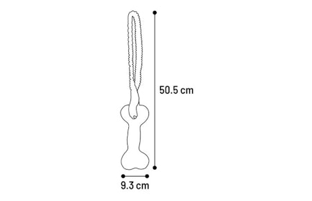 Hundeleke Strekta tpr bein + bungee rød/sort. 50, cm L x 9,3cm B x 6cm H