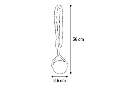 Hundeleke Strekta ball rød med sort strikk. 36cm L x 8.5cm W x 7cm H