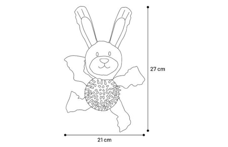 Hundeleke Gommy Rabbit grå med ball
