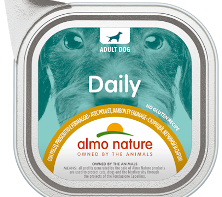 Daily Dogs med kylling, skinke og ost 100gr, Almo Nature