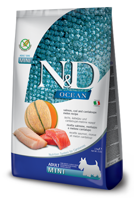 N&D Ocean Dog Salmon, Cod & Cantaloupe Melon Adult Mini 2,5 Kg. Farmina