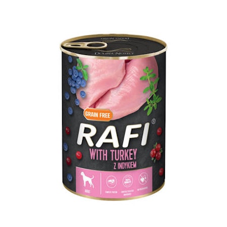Rafi hundemat Adult kalkun m/blåbær og tranebær 400gr