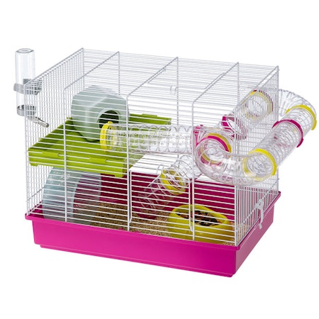 Fp Laura Hamsterbur hvit / Cerise 46X29.5X37.5Cm