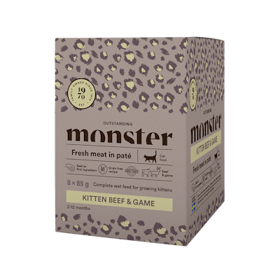 Monster Cat Pouches kattunge oksekjøtt og vilt 8x85 g