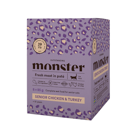 Monster Cat Pouches Senior kylling og kalkun 8x85 g