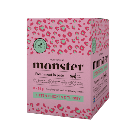 Monster Cat Pouches Kitten kylling og kalkun 8x85 g