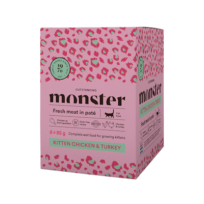 Monster Cat Pouches Kitten kylling og kalkun 8x85 g
