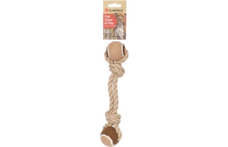 Hundeleke "Kush" rep av hamp med 2 baller 27x6,8x4,8cm