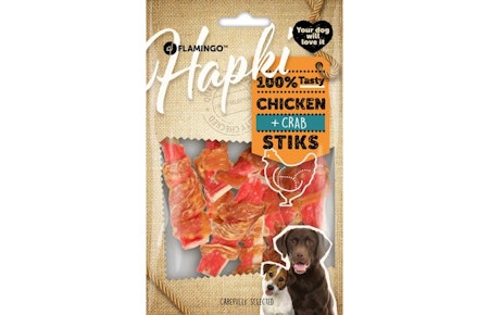 Hundesnack Hapki stick med kylling og krabbe 85g
