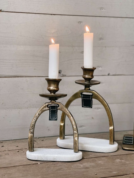 Ljusstake med marmorfot mässing