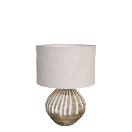Bordslampa med mönster och linneskärm