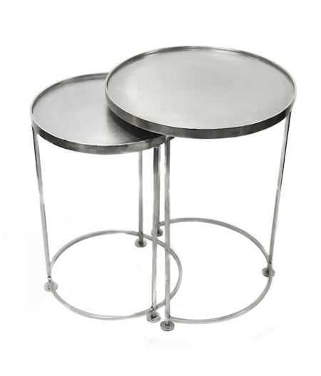 Set 2 Disk Table Silver Antique