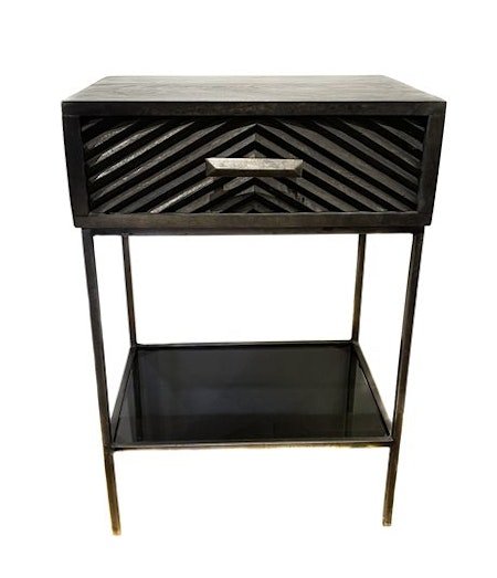 Bedside Table Chevron Black 65 cmal)