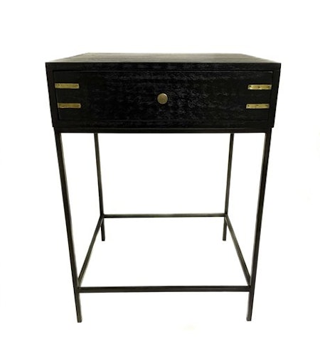 Bedside Table w/ inlay SB black 70 cm (Kontinental)