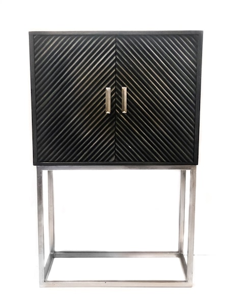 Wooden raised Chevron 2 Door Cabinet