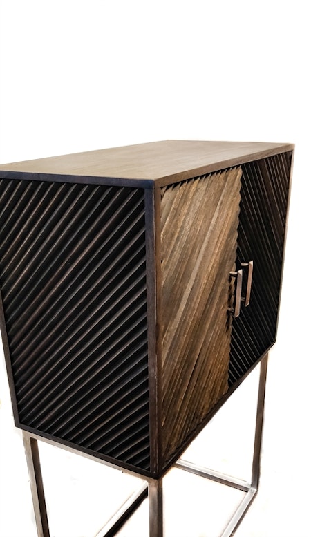 Wooden raised Chevron 2 Door Cabinet