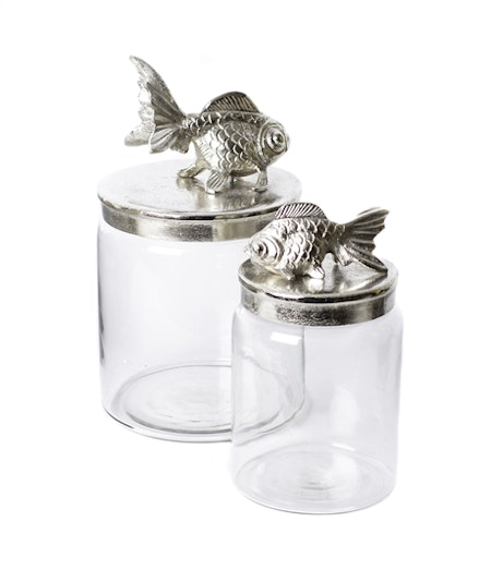 Glas jar w/fish S raw nickle