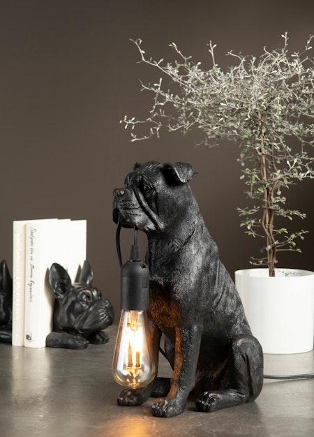 Bordslampa Hund Svart/Brun Poly