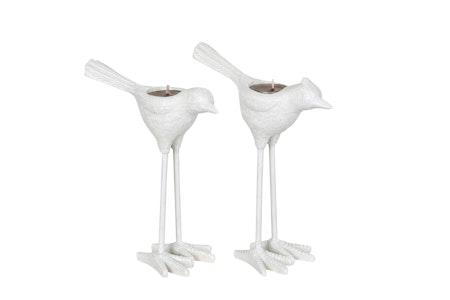Ljusstake Fågel Vit Mix Poly