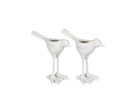 Ljusstake Fågel Vit Mix Poly