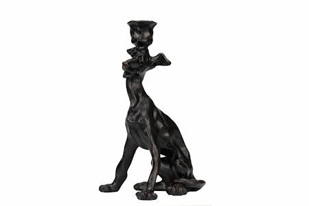Ljusstake Hund Boris Svart/Brun Poly