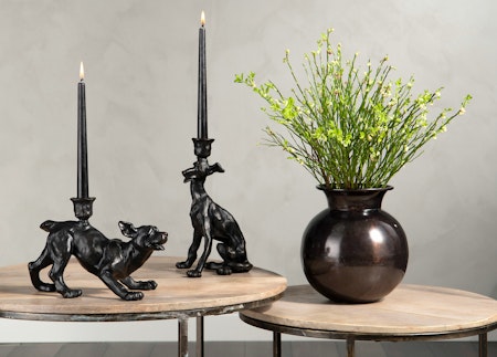 Ljusstake Hund Boris Svart/Brun Poly