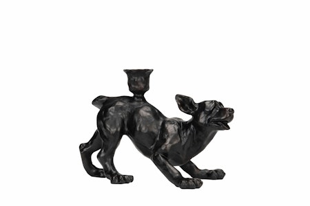 Ljusstake Hund Buster Svart/Brun Poly