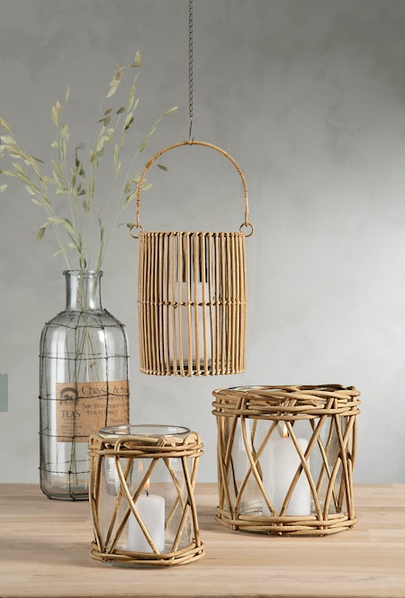 Lykta Bambu/Glas Tross