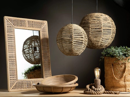 Spegel Rektangel Bambu Natur
