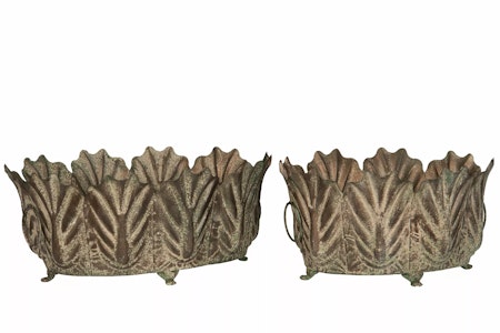 Kruka Blad Oval Metall Grön