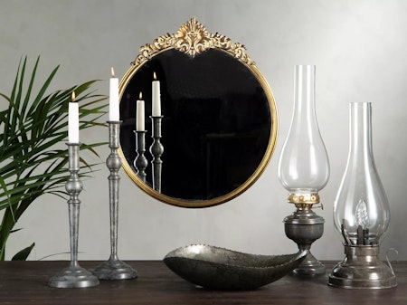 Spegel Rund Ornament Guld