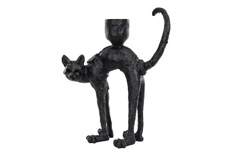 Ljusstake Katt Svart/Brun Poly