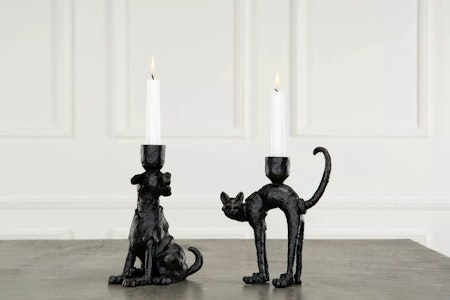 Ljusstake Katt Svart/Brun Poly