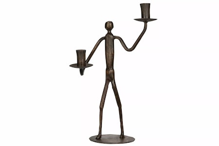 Ljusstake Metall Man Brun