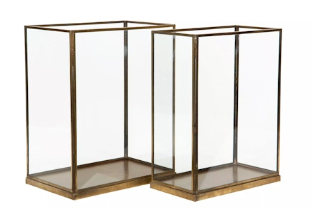 Lykta Glas Cube Ant.Mässing