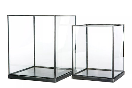 Lykta Glas Cube Grafitgrå