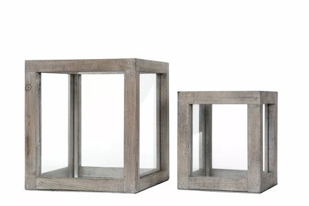 Lykta Trä Cube Old Wood